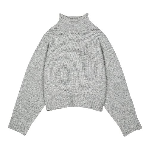 iuw525 cropped boucle turtleneck knit (gray)