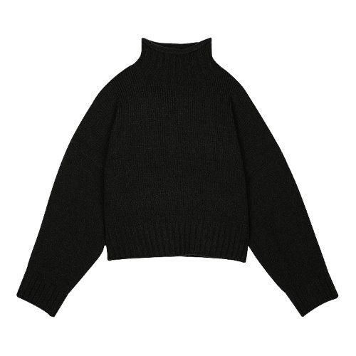 iuw523 cropped boucle turtleneck knit (black)