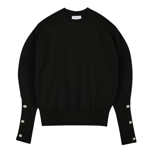 iuw542 sleeve button round knit (black)