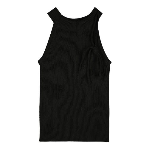 iuw671 halter neck string sleeveless knit (black)
