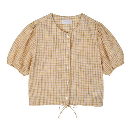 iuw675 string checked half blouse (yellow)