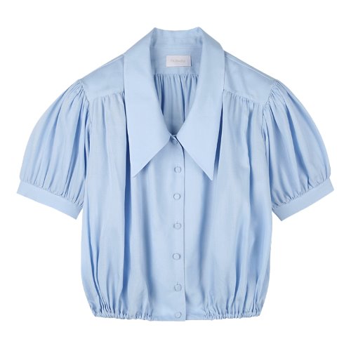 iuw691 big collar string blouse (skyblue)