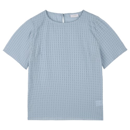 iuw744 embo half sleeve blouse (skyblue)