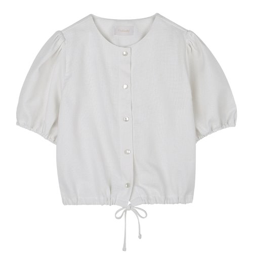 iuw1019 linen string half blouse (ivory)