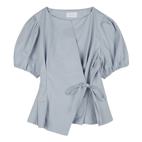 iuw1025 waist strap wrap blouse (skyblue)