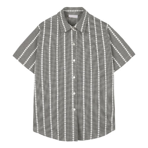 iuw1024 laced check box shirts (black)