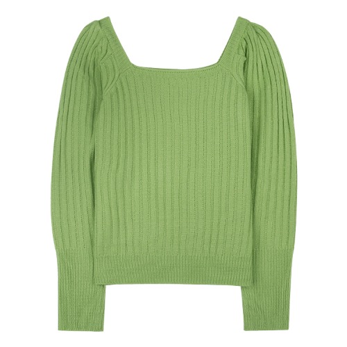iuw1054 square neck puff knit (green)