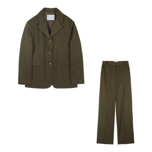 iuw1093 (SET) single jacket+standard fit slacks (brown)