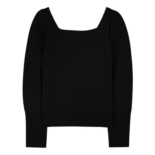 iuw1055 square neck puff knit (black)