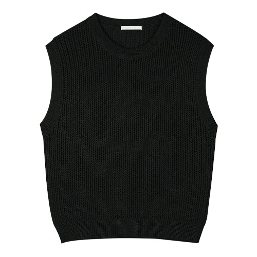 iuw1254 netted round neck vest (black)
