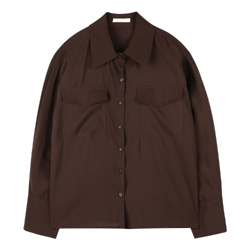 iuw1239 modal double pocket shirts (brown)