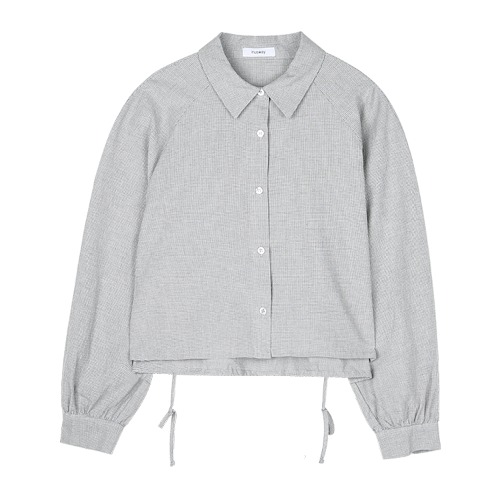 iuw1263 back string check blouse (grey)