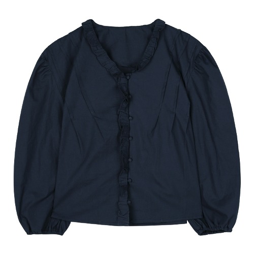 iuw1267 pintuck frill blouse (navy)