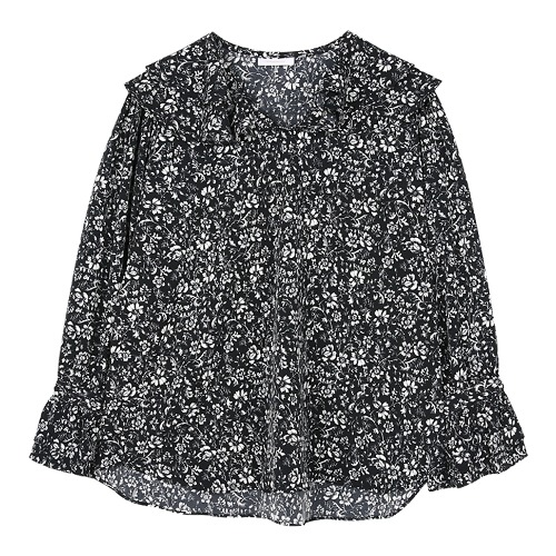 iuw1265 flower frill blouse (black)