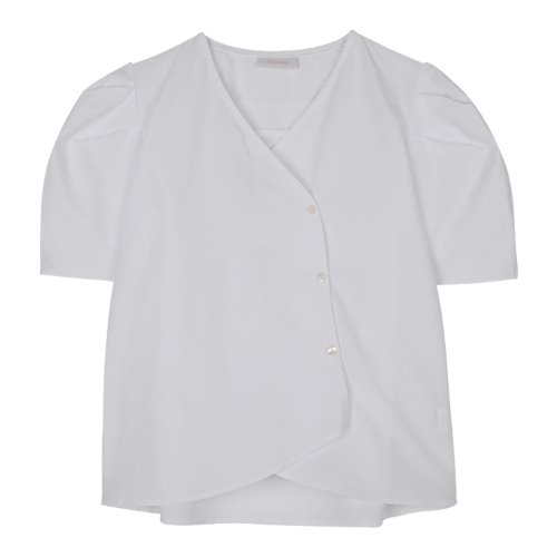 iuw963 nocollar puff blouse (white)