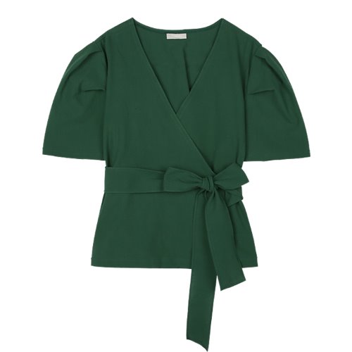 iuw971 waist strap blouse (green)