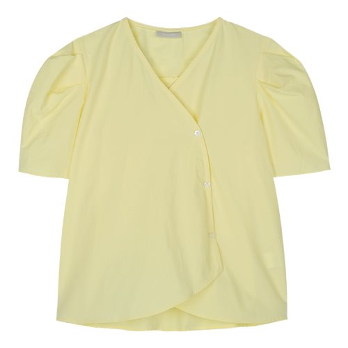 iuw964 nocollar puff blouse (yellow)