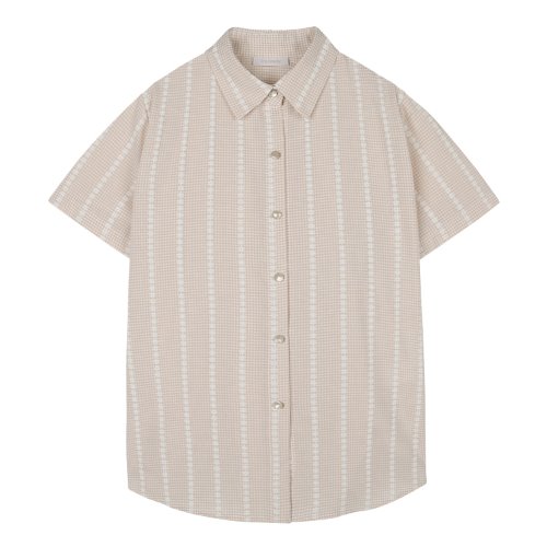 iuw1023 laced check box shirts (beige)