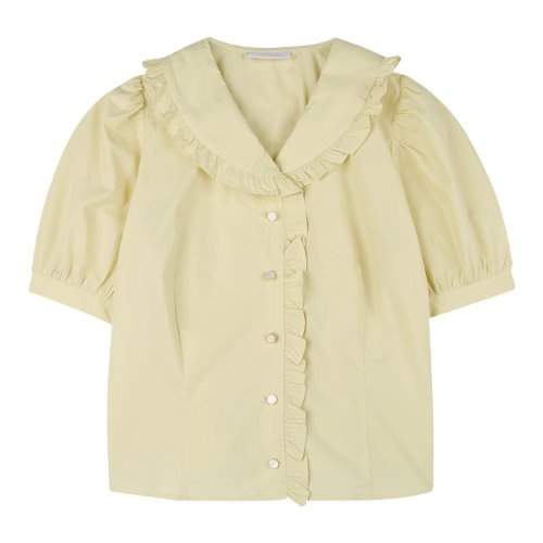 iuw1021 rounded collar frill blouse (cream yellow)
