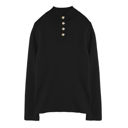 iuw0001 button-pearl knit top (black)