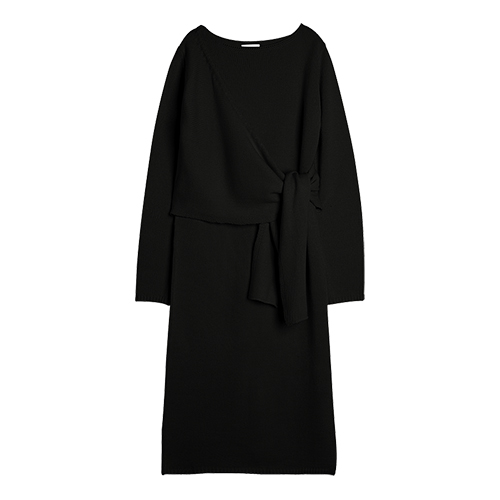 iuw0011 ribbed-knit wrap dress (black)