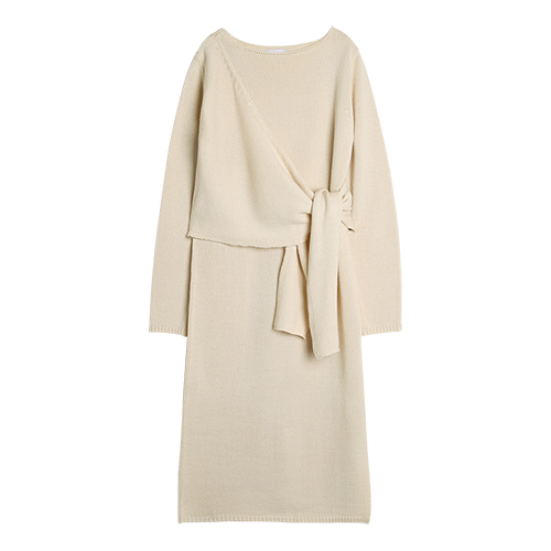 iuw0012 ribbed-knit wrap dress (beige)