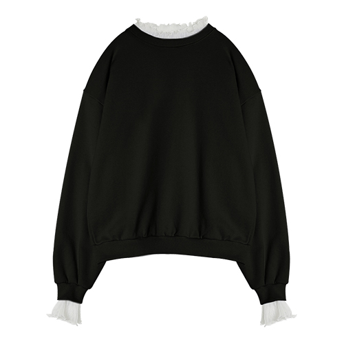 iuw0016 lace-neck sweatshirt (black)