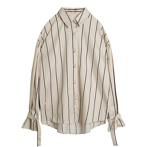 iuw0021 Button-peal striped shirts (beige)