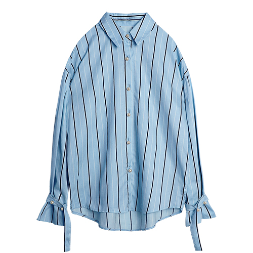 iuw0022 Button-pearl striped shirts (skyblue)