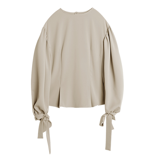 iuw0023 ballon-sleeved silk blouse (beige)