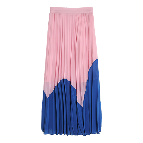 iuw0035 high-rise paneled pleated long skirt