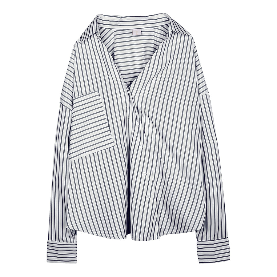 iuw0047 asymmetric striped shirts (navy)
