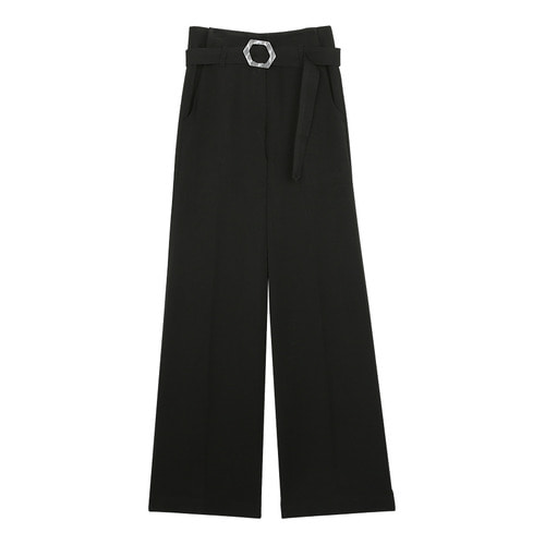 iuw0069 belt-waist slacks (black)