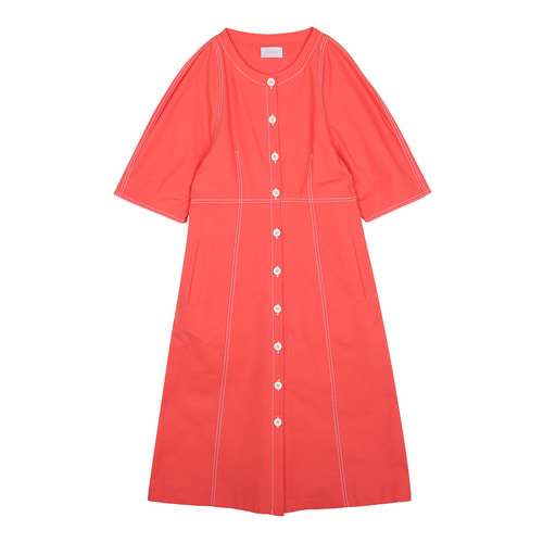 iuw0114 stitch cotton dress (pink)