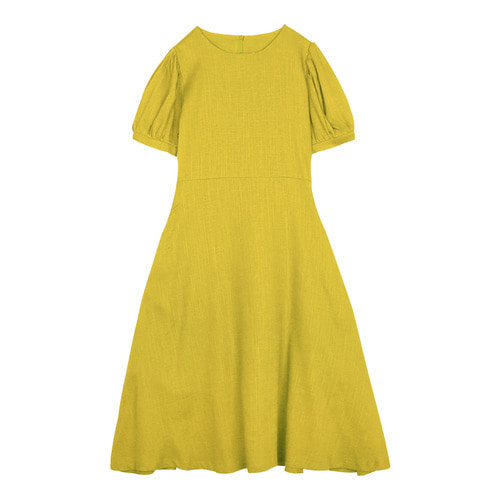 iuw0117 puff_sleeve linen dress (yellow)