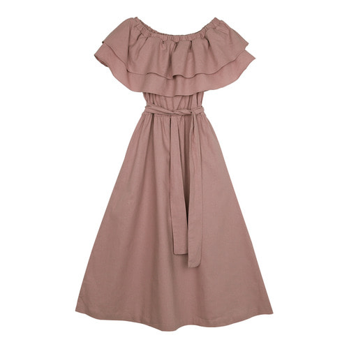 iuw129 shirring off-shoulder dress (pink)