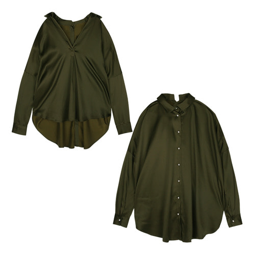 iuw171 double-faced blouse (olive)