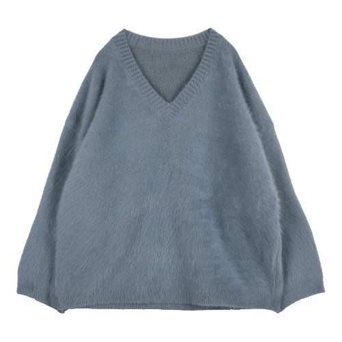 iuw216 angora v-neck knit (blue)