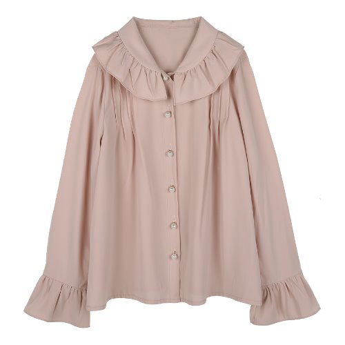 iuw235 pearl-button collar frill blouse (pink)