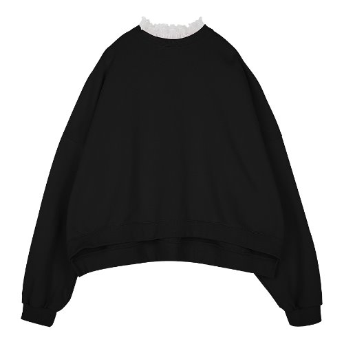 iuw287 cropped-lace sweatshirts (black)