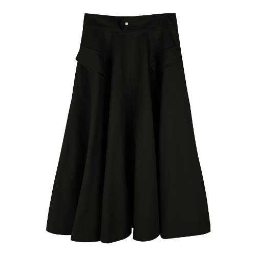 iuw317 Cotton long skirt (black)