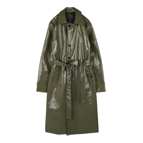 iuw358 Enamel long coat khaki
