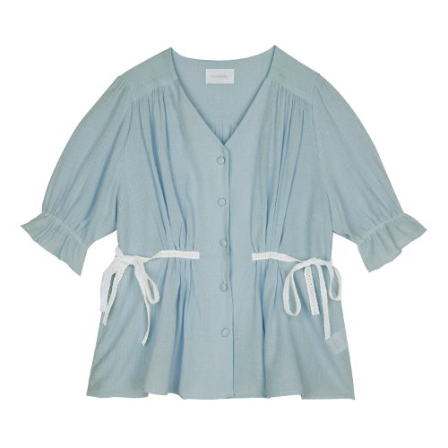 iuw403 Waist string blouse (blue)