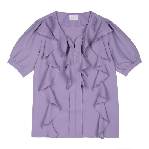 iuw400 Frill v-neck short-sleeved blouse (purple)