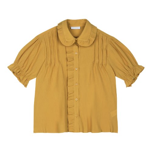 iuw396 Frill short sleeve blouse (mustard)