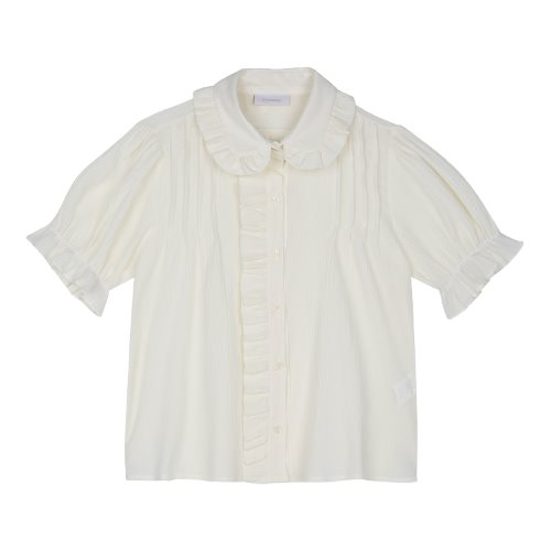 iuw398 Frill short sleeve blouse (ivory)