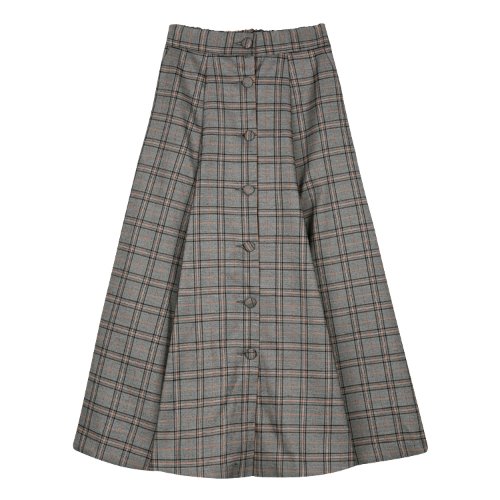 iuw454 long flared skirt (check)