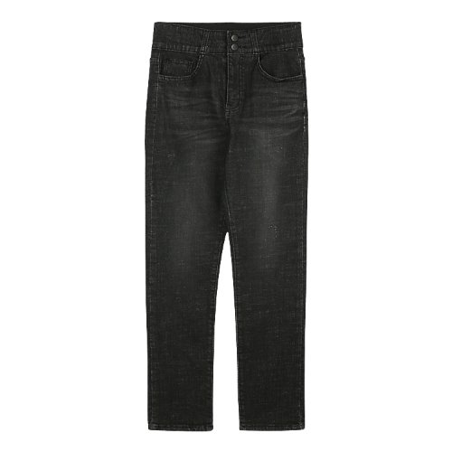 iuw534 slim highwaist double button pants (black)