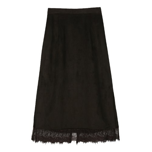 iuw530 H-line suede lace skirt