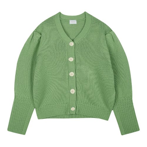 iuw550 puff V neck cardigan (green)